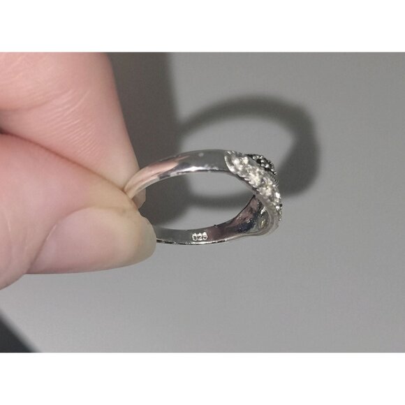 Holsted Midnight Ice 925 Sterling Silver CZ Black & White Stones Bypass Ring 6.5 - Picture 12 of 16